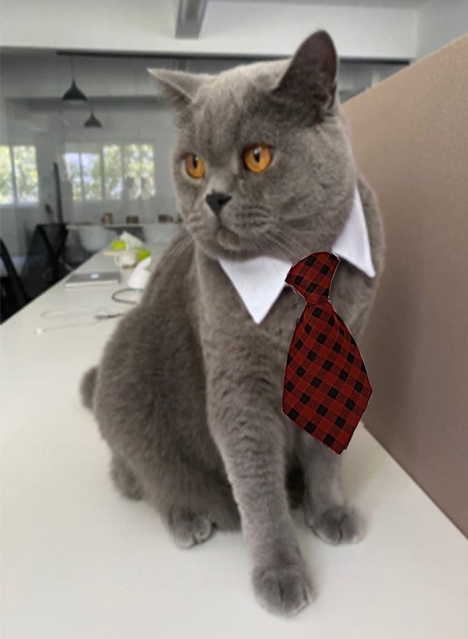 يوسبيبي طقم مكون من 4 قطع من ربطات العنق الرسمية القابلة للتعديل للحيوانات الأليفة (أحمر/أخضر) للكلاب والقطط والكلاب الصغيرة، مناسب لتزيين الحيوانات الأليفة. - Image 5