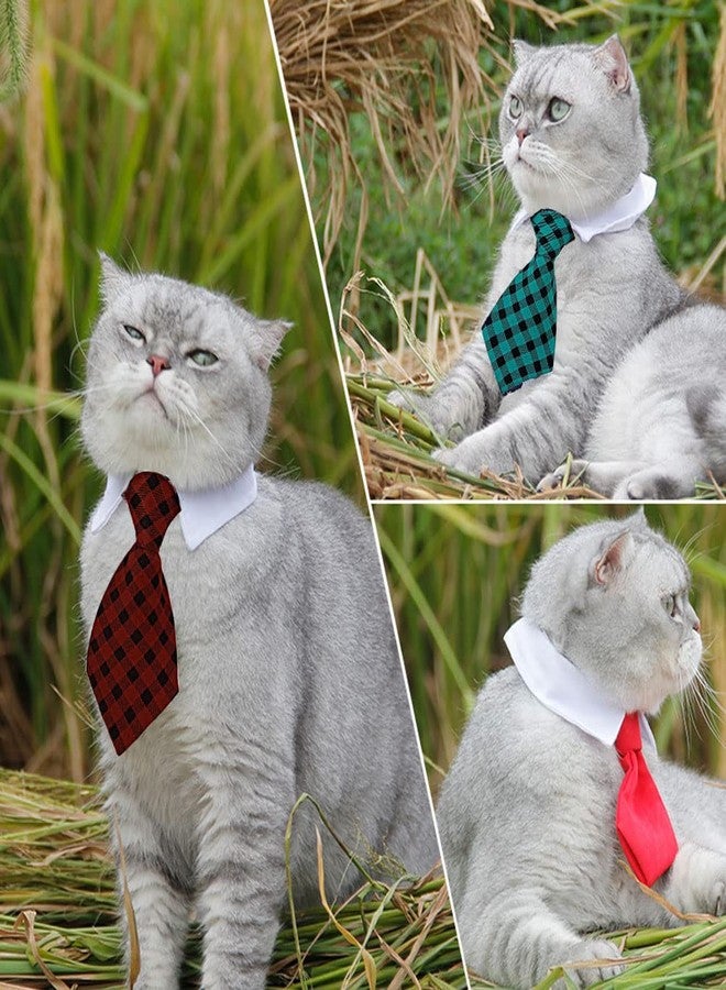 يوسبيبي طقم مكون من 4 قطع من ربطات العنق الرسمية القابلة للتعديل للحيوانات الأليفة (أحمر/أخضر) للكلاب والقطط والكلاب الصغيرة، مناسب لتزيين الحيوانات الأليفة. - Image 3