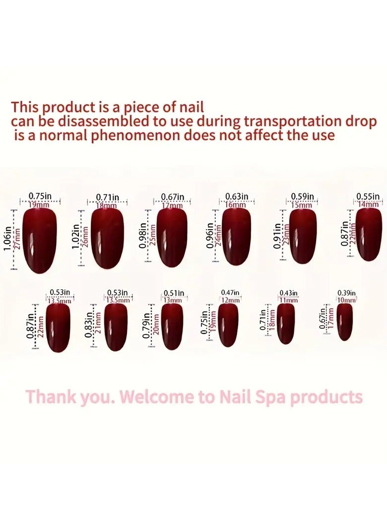 24pcs/set Solid Color Press On Nails, Multi Shape Fake Nails, Glossy Full Cover False Nails For Women And Girls - Image 4