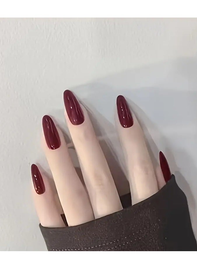 24pcs/set Solid Color Press On Nails, Multi Shape Fake Nails, Glossy Full Cover False Nails For Women And Girls - Image 1