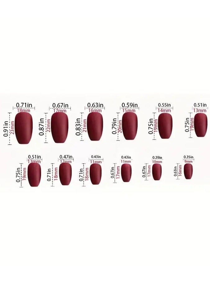 24pcs/set Solid Color Press On Nails, Multi Shape Fake Nails, Glossy Full Cover False Nails For Women And Girls - Image 2