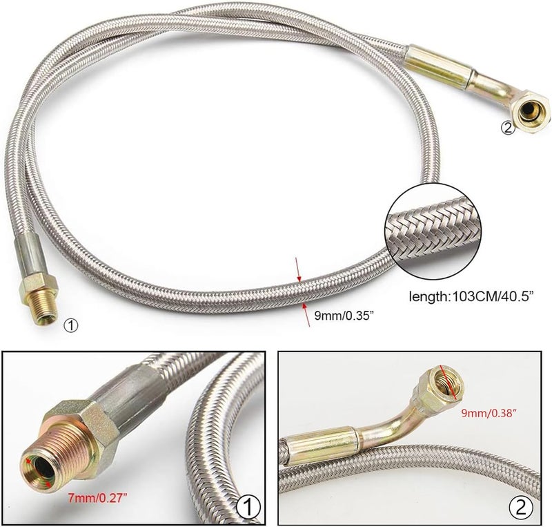 HTRACING Turbo Charger Oil Drain Return Line Oil Feed Complete Kit Fit for T3 T4 GT35 T70 T66 - Image 4