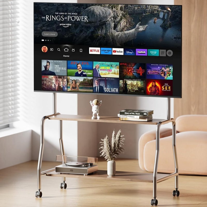 TDOO Movable TV Stand with Wheels, TV Table,mobile TV Floor Stand,Suitable 26-75 Inch LED Flat/Curved TV Stands Rolling cart with wheels black) (32-75) - Image 1