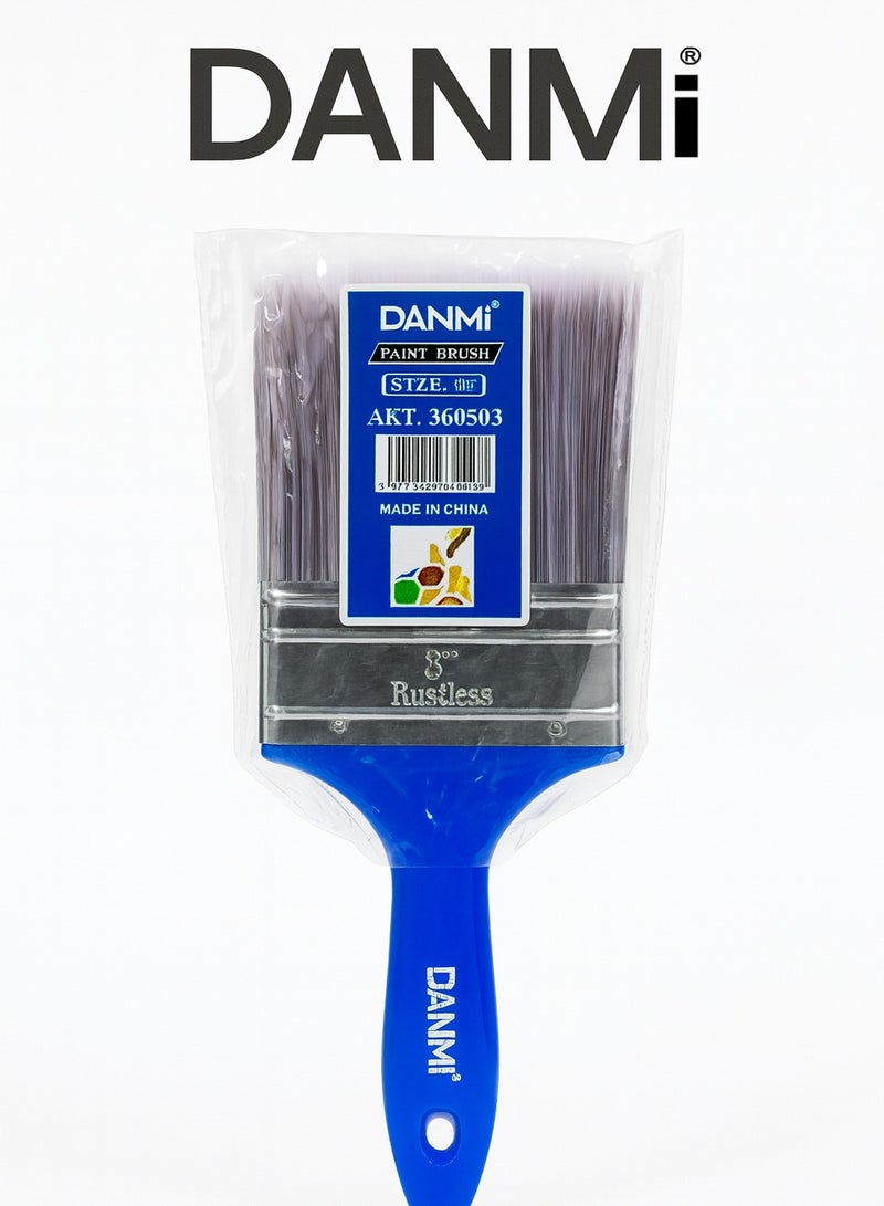 DANMI Paint Brush – 3 Inch (≈ 75 mm) – Blue Plastic Handle with Metal Ferrule – ART:360503 – Made in China - Image 1