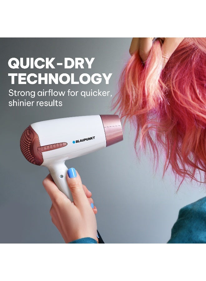 Blaupunkt Hair Dryer 1200W – 2 Heat, 1 Cool And 2 Speed Settings, Foldable Handle, Compact & Lightweight, Travel-Friendly Hair Dryer with Overheat Protection, 2-Year Warranty – SDF312PK - Image 5