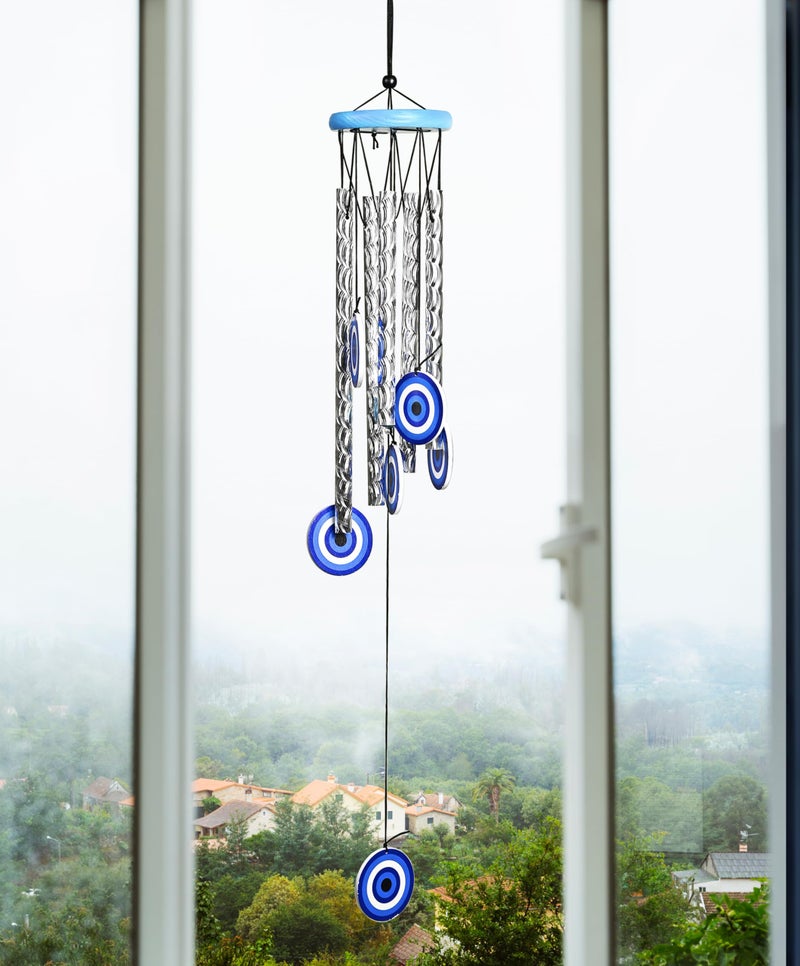 Hindcraft Wind Chimes for Balcony and Home – Hanging Bells for Positive Energy, Home Décor and Room Decoration | Showpieces for Living Room and Gift Items for Women, 6 Hamsa Hand 5 Silver Pipe - Image 4