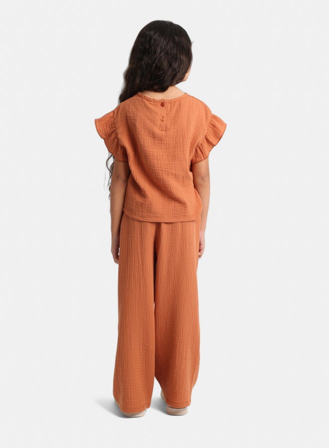 playmore Girls Cotton Pants – Brick - Image 2