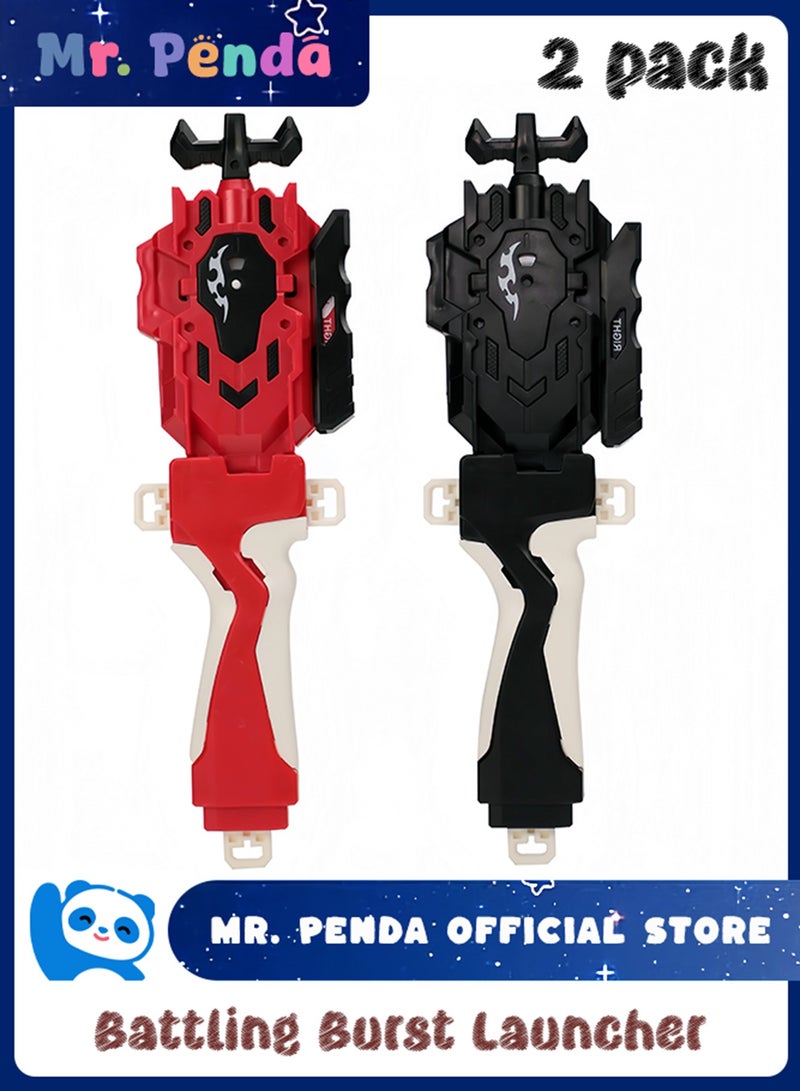 Mr. Penda 2 Pack String Launchers and Grips, Battling Burst Launcher, Lef tand Right Spin, Only Compatible with Burst, Two Launch Modes Gyros (Black & Red) - Image 1