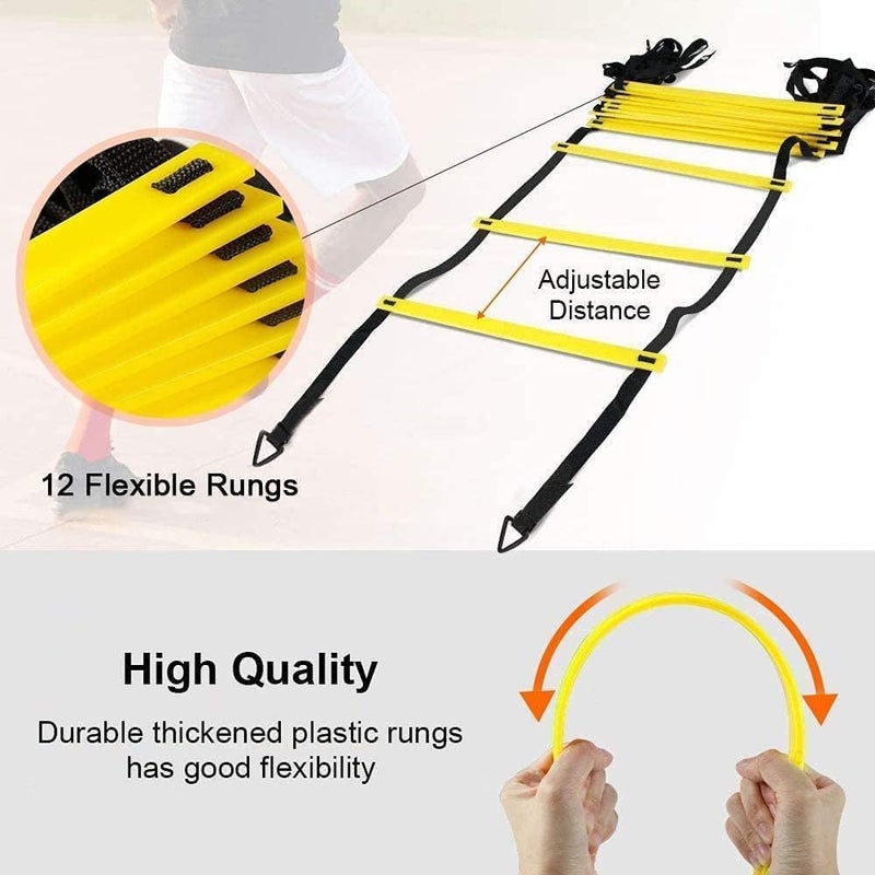 Arabest Agility Ladder - 12 Rung 6M Speed Ladder Training Ladder with 12 Agility Cones and 4 Steel Stakes, Speed Training Equipment with Carrying Bag for Soccer, Speed, Football, Exercise Training - Image 3