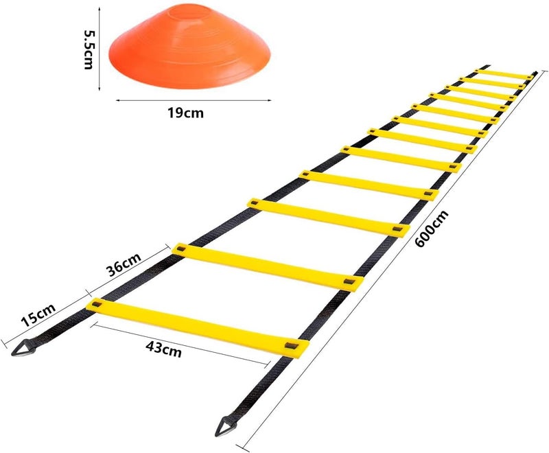 Arabest Agility Ladder - 12 Rung 6M Speed Ladder Training Ladder with 12 Agility Cones and 4 Steel Stakes, Speed Training Equipment with Carrying Bag for Soccer, Speed, Football, Exercise Training - Image 5