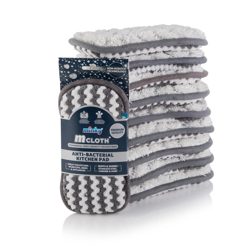 Minky M Cloth AntiBacterial Kitchen Cleaning Pad  10 Pack AntiBacterial Protection Powerful High Density Microfibre With NonScratch Technology Dual Sided For Powerful  Effective Cleaning