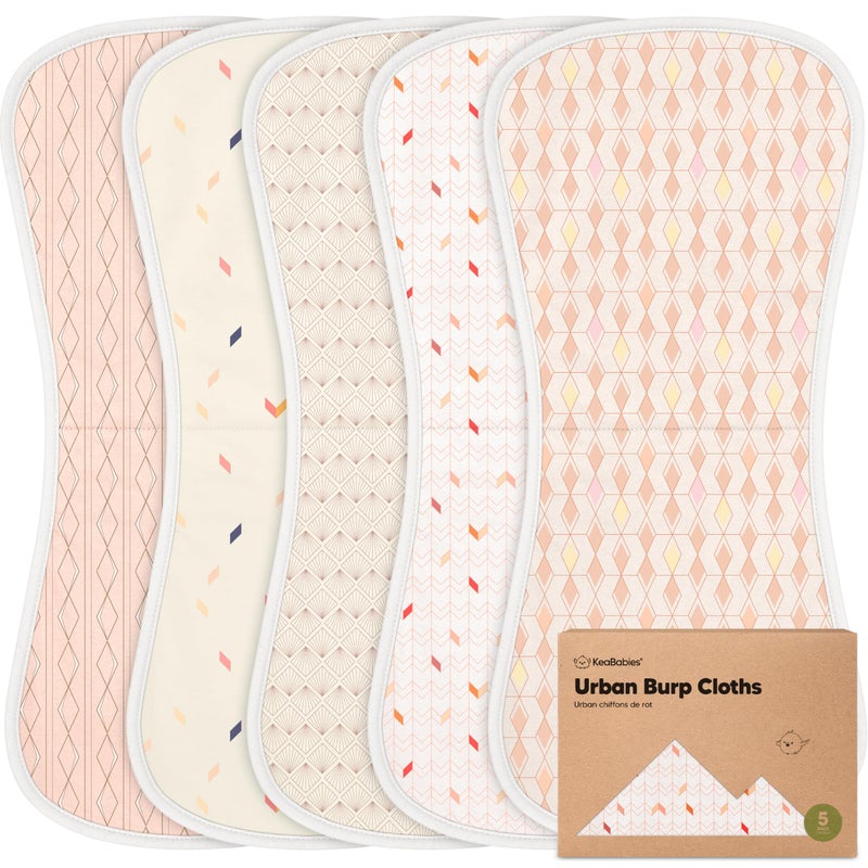 KeaBabies Organic Burp Cloths Baby Boy Girl 5Pack Super Absorbent Cotton Burping Cloths for Babies Soft Plush Newborn Spit Up Rags Infant Towels for Milk Spit Up Unisex Large 21 x 10 Prism - Image 2