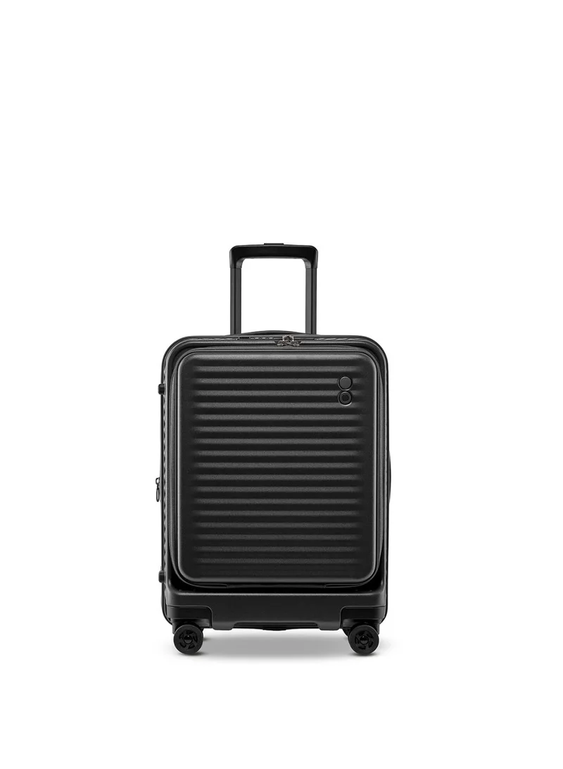 Echolac Echolac Celestra PC183FA-01 FS 20 Inch Expandable Hardside Trolley Luggage with TSA Lock, Front Opening Design, Hinomoto 4 Double-Wheeled System & USB Port - Black