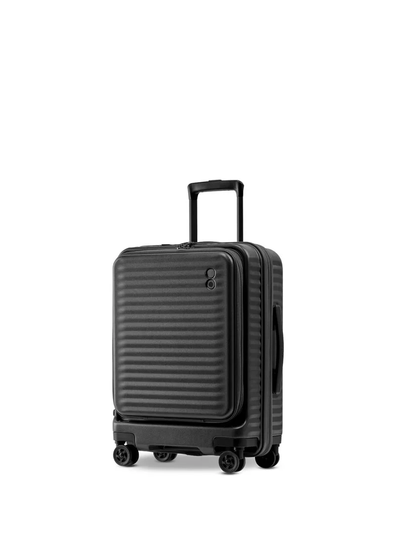 Echolac Echolac Celestra PC183FA-01 FS 20 Inch Expandable Hardside Trolley Luggage with TSA Lock, Front Opening Design, Hinomoto 4 Double-Wheeled System & USB Port - Black