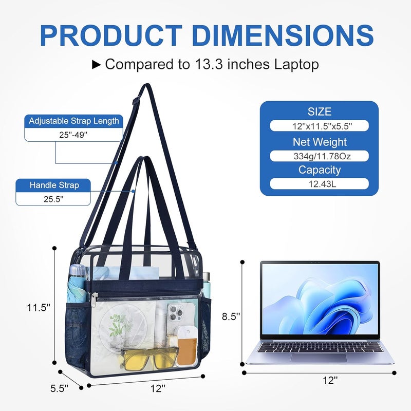 USPECLARE Clear Bag for Stadium Events,Transparent Bag for Work Sports Games Concerts Travel Gym - Image 2