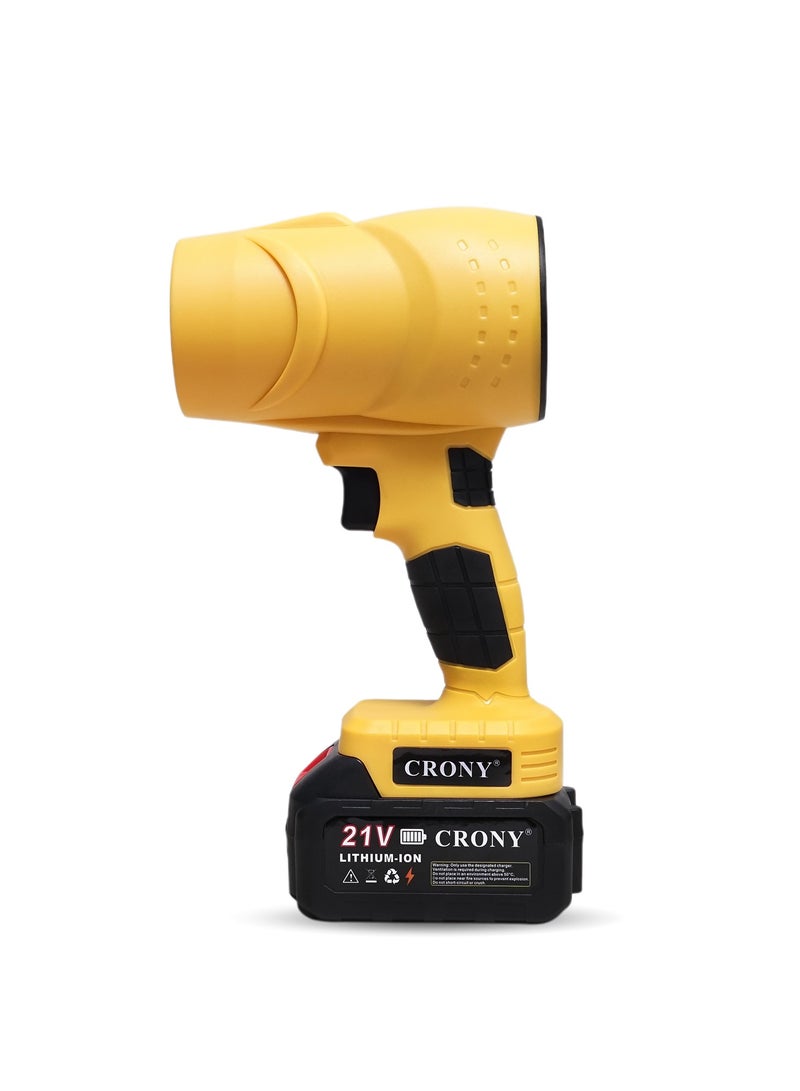 CRONY MD-1018 Cordless Handheld Air Blower, 21V Turbo Fan with Stepless Speed Control. Portable Electric Duster for Quick Drying, Cleaning Dust, Car Snow & More. Strong Jet Airflow, Rechargeable Battery, Ergonomic Grip & Safe ABS Design - Image 4