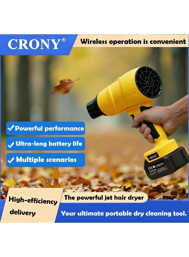 CRONY MD-1018 Cordless Handheld Air Blower, 21V Turbo Fan with Stepless Speed Control. Portable Electric Duster for Quick Drying, Cleaning Dust, Car Snow & More. Strong Jet Airflow, Rechargeable Battery, Ergonomic Grip & Safe ABS Design - Image 2