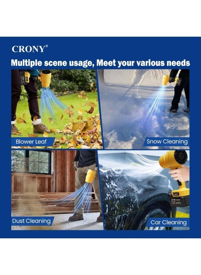 CRONY MD-1018 Cordless Handheld Air Blower, 21V Turbo Fan with Stepless Speed Control. Portable Electric Duster for Quick Drying, Cleaning Dust, Car Snow & More. Strong Jet Airflow, Rechargeable Battery, Ergonomic Grip & Safe ABS Design - Image 4