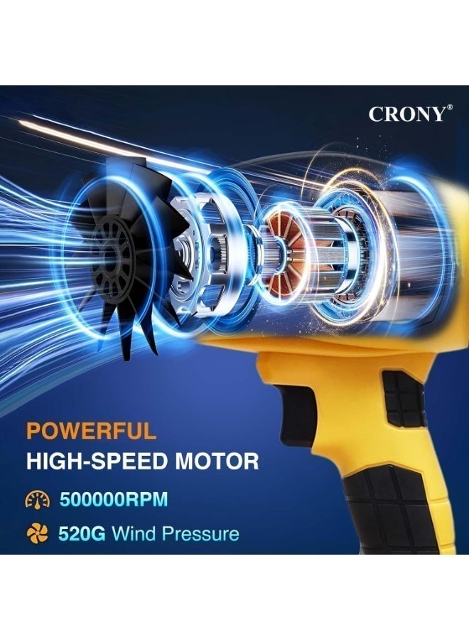 CRONY MD-1018 Cordless Handheld Air Blower, 21V Turbo Fan with Stepless Speed Control. Portable Electric Duster for Quick Drying, Cleaning Dust, Car Snow & More. Strong Jet Airflow, Rechargeable Battery, Ergonomic Grip & Safe ABS Design - Image 5