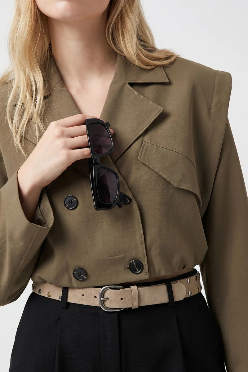Bianco Lucci Khaki Green LUCCI Trench Coat for Women | Best Price UAE
