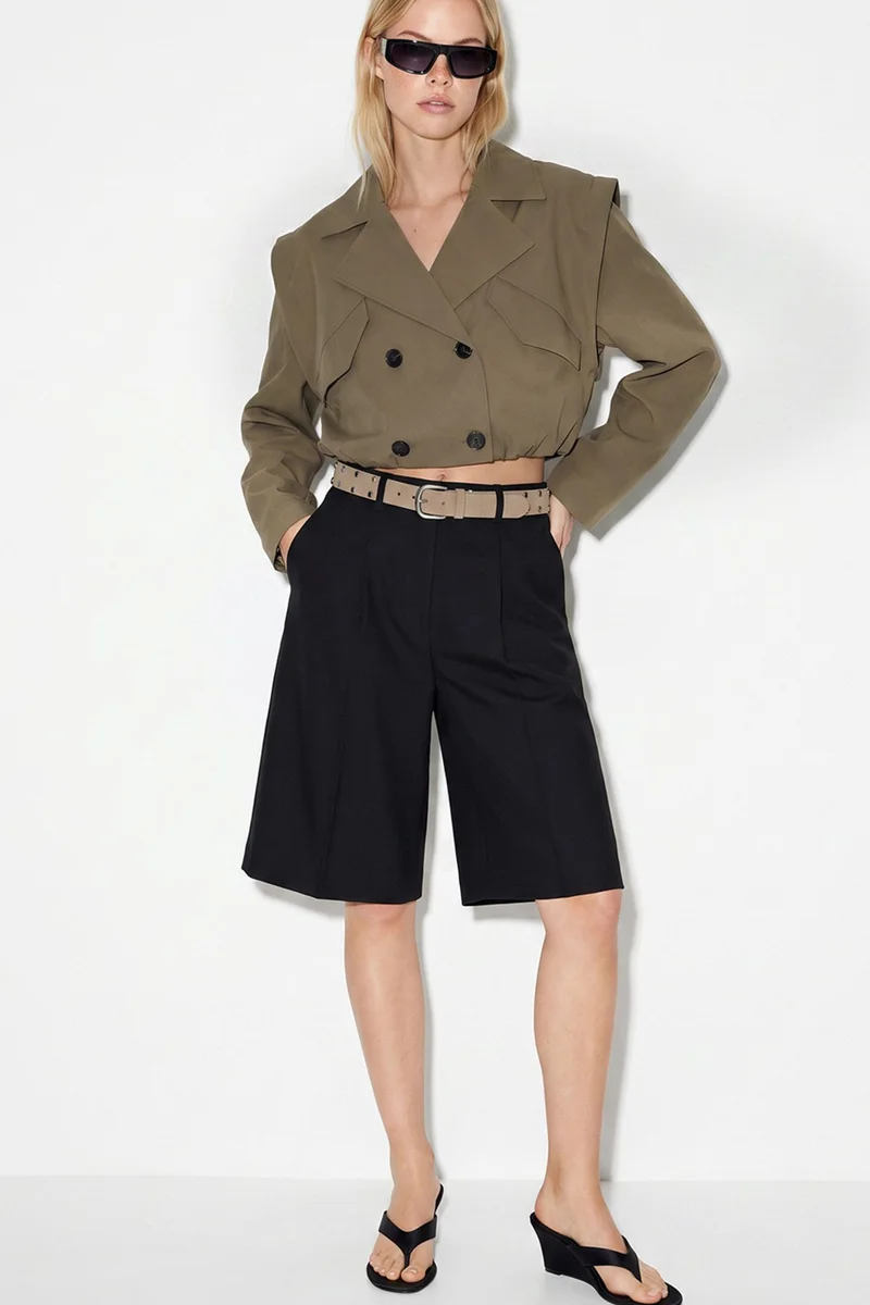 Bianco Lucci Khaki Green LUCCI Trench Coat for Women | Best Price UAE