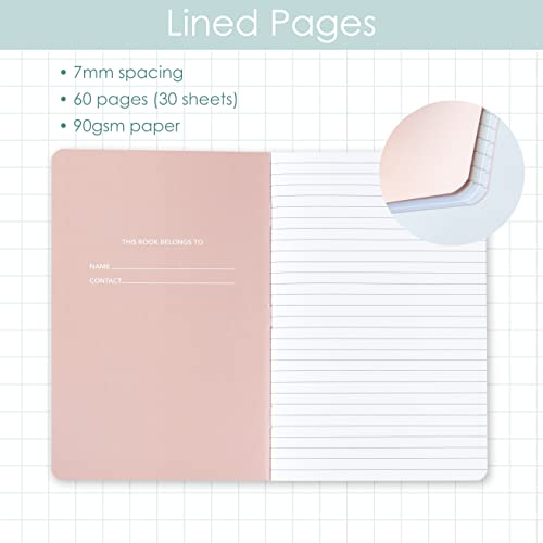 THiNKABLE Pastel Aesthetic Notebooks Set, Cute Journal Set 8 pack, A5 5.5 x 8.3 in 60 Pages, Simple Cover Notebook, Minimalist Journal for Women Lined Paper, Soft Cover Journals - Image 2