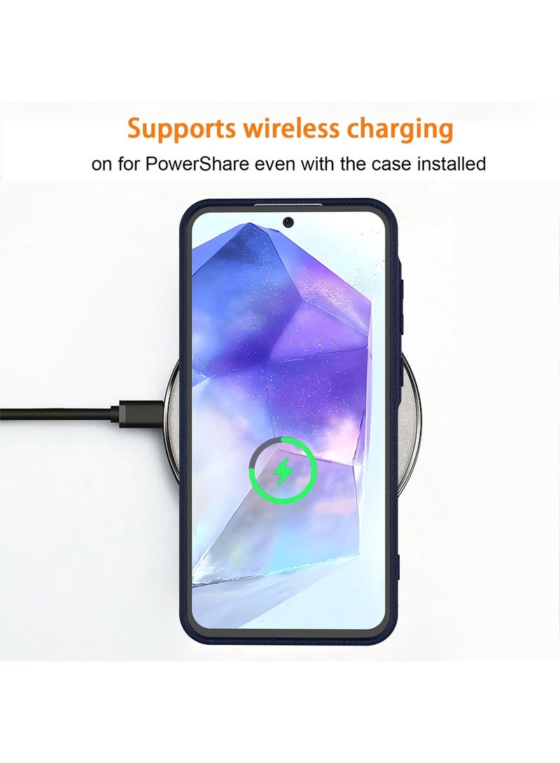 Techie غطاء خلفي من TPU بنسيج جلد PU أنيق وناعم مع قبضة غير قابلة للانزلاق لهاتف سامسونج جالاكسي A55 5G - أزرق داكن - Image 4