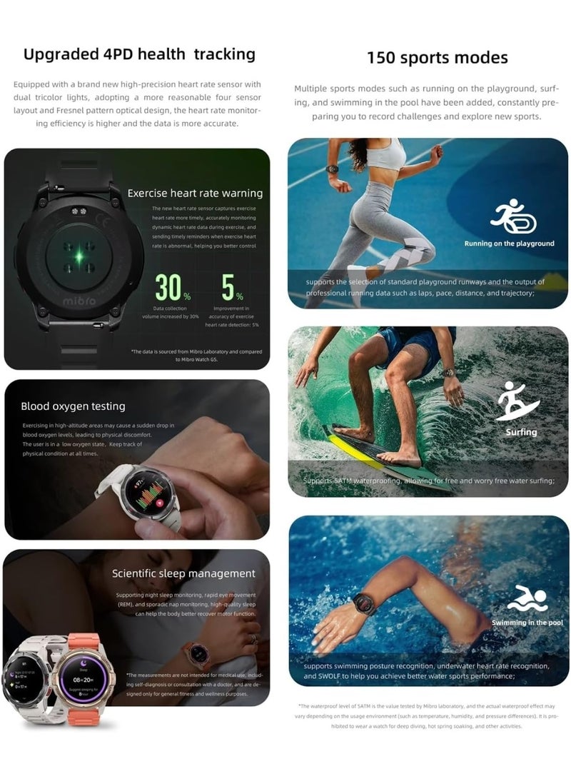 ميبرو GS Active Sport Smart Watch 1.3" AMOLED Motion Sensor 5ATM Water Resistances GPS Satellite Positioning,150 Modes 20 Days Bettery Life smartwatch, Grey - Image 4