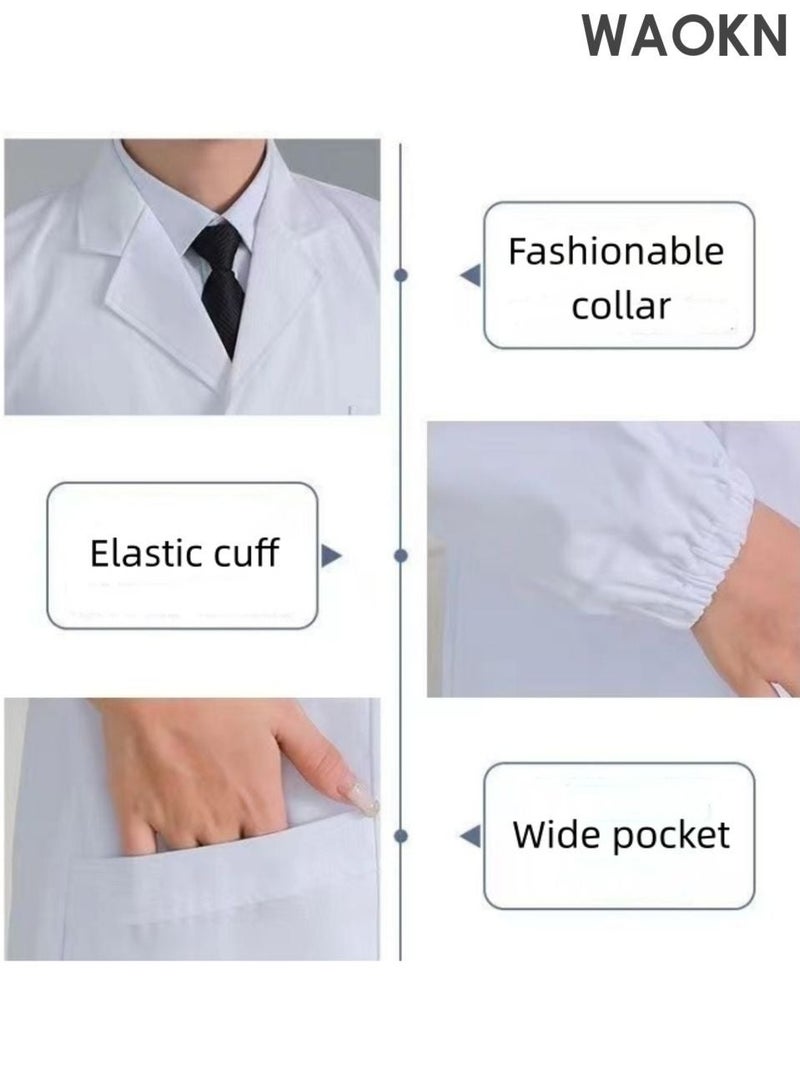 WAOKN Thin regular quality long sleeved (slightly translucent), size XL， Medical Lab Coat White，White lab coat work uniform made of cotton，Pharmacy laboratory clothing, slimming food clothing, workwear, chef's clothing. - Image 2