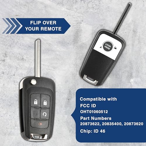 KeylessOption Key Fob Replacement for 2010 2011 2012 2013 2014 2015 2016 2017 2018 2019 GMC Terrian Buick Encore Chevrolet Impala Sonic Remote, 4-Button OHT01060512, Programming Guide Included - Image 4