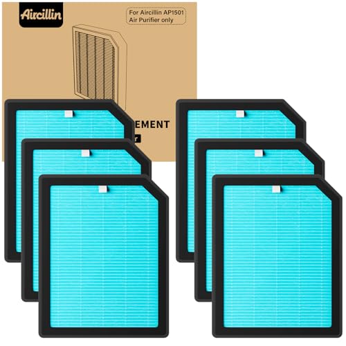 Aircillin Air Purifier AP1501 Replacement Filters 6Pack H13 True HEPA Filter Activated Carbon FilterAP1501 - Image 1