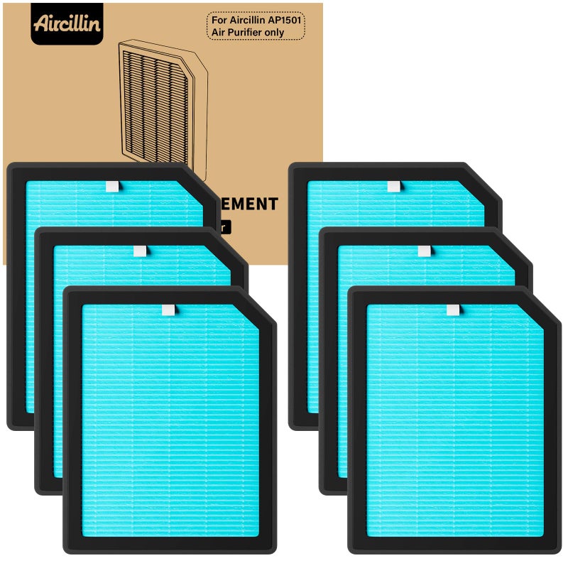 Aircillin Air Purifier AP1501 Replacement Filters 6Pack H13 True HEPA Filter Activated Carbon FilterAP1501 - Image 2