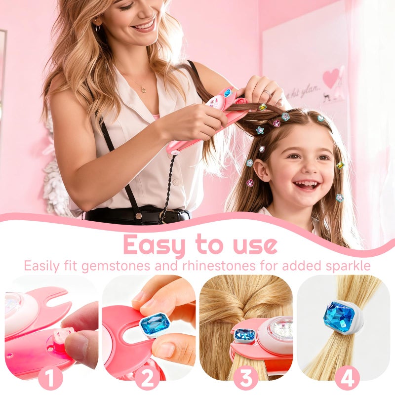 CLRDZN Hair Gem Stamper Kit,Hair Ties and Hair Clips Bling Hair Jewels for Girls Toys, Hair Styling Tool with Reusable Shining Diamonds, Birthday Gifts Toys for Girls Ages 3 4 5 6 8-12 - Image 4