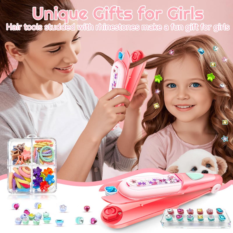 CLRDZN Hair Gem Stamper Kit,Hair Ties and Hair Clips Bling Hair Jewels for Girls Toys, Hair Styling Tool with Reusable Shining Diamonds, Birthday Gifts Toys for Girls Ages 3 4 5 6 8-12 - Image 5