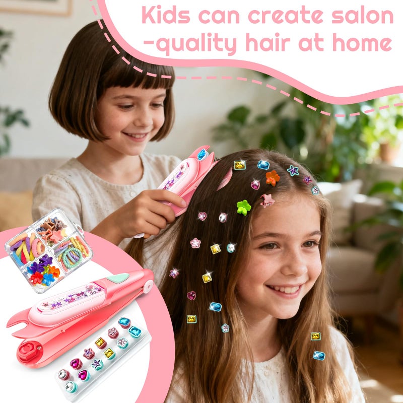 CLRDZN Hair Gem Stamper Kit,Hair Ties and Hair Clips Bling Hair Jewels for Girls Toys, Hair Styling Tool with Reusable Shining Diamonds, Birthday Gifts Toys for Girls Ages 3 4 5 6 8-12 - Image 2