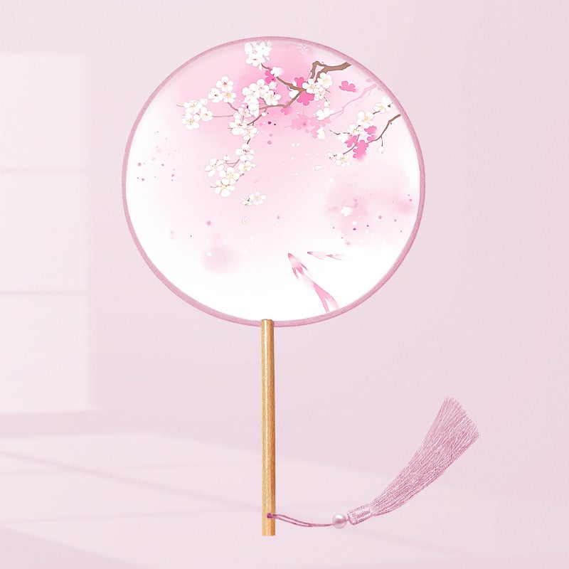 Semi-Transparent Round Fan Ancient Look Cloud Dance (semi-transparent silk) 