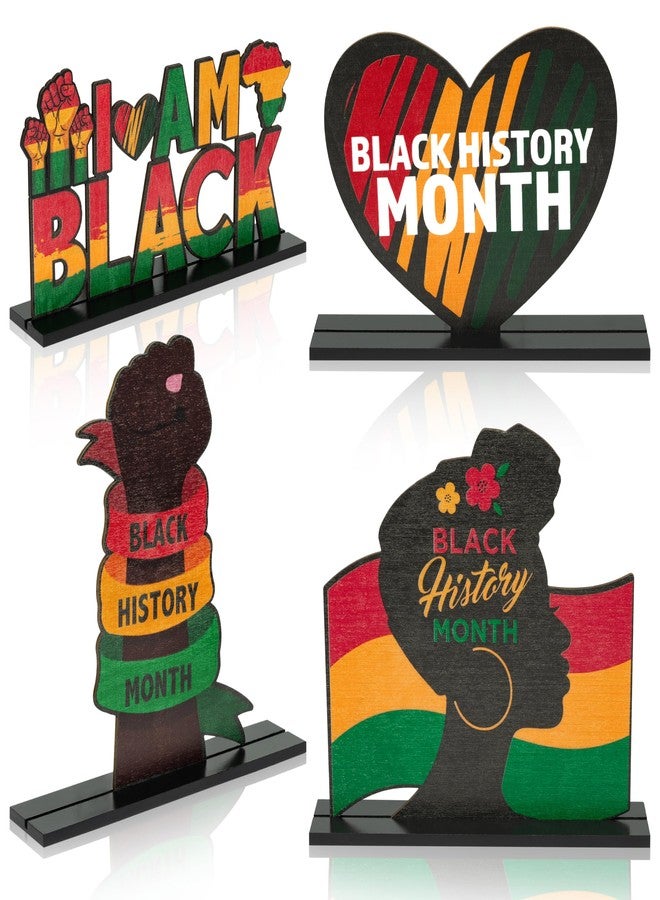 Haooryx Black History Month Wooden Centerpieces Decorations - 8 Pcs Happy Black History Month Table Topper Sign for African American BHM Festival Decor Party Home Holiday Desktop Wood Craft Decoration - Image 1