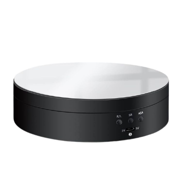 FOLETO Rotating Display Stand 5.4 Inch Electric Turntable 360 Degree Rotation 4 Kg Load Capacity Adjustable Speed Silent Motor Shiny Surface for Photography Jewellery Tumbler Product Showcase - Black - Image 1