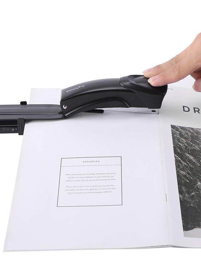 craftinova Long Reach Stapler,with 2000 Staples & Stapler Remover Full Strip，20-25 Sheet Capacity,with Built-in Ruler and Adjustable Locking Paper Guide, Black - Image 3
