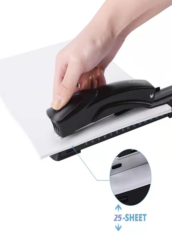 craftinova Long Reach Stapler,with 2000 Staples & Stapler Remover Full Strip，20-25 Sheet Capacity,with Built-in Ruler and Adjustable Locking Paper Guide, Black - Image 4