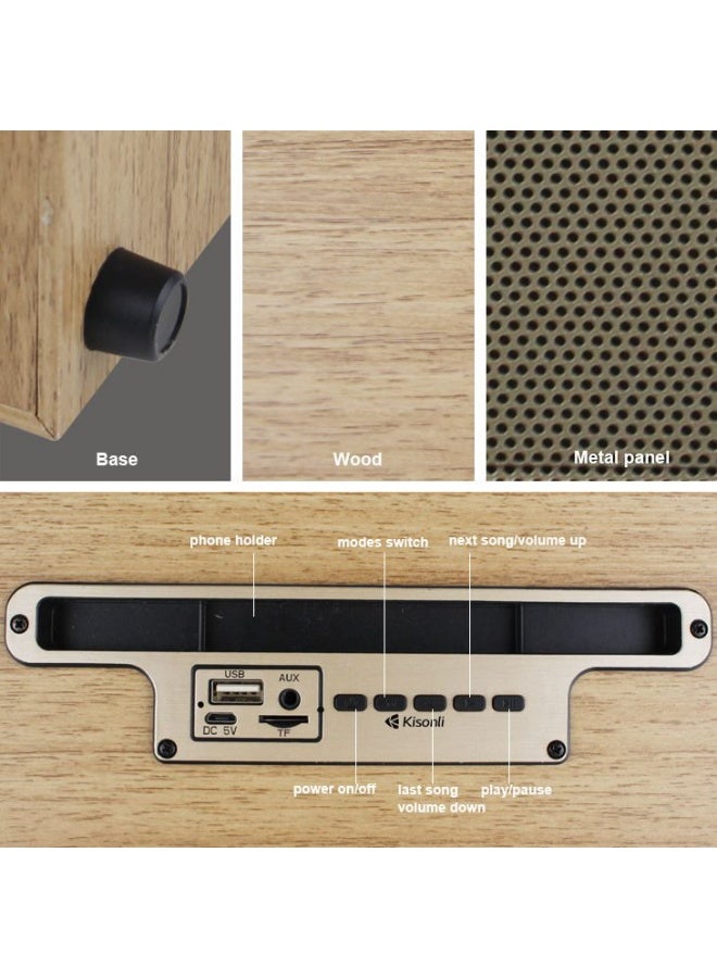 كيسونلي G11 - مكبر صوت خشبي - مكبر صوت لاسلكي - مكبر صوت بلوتوث - صوت ستريو وعمق في البيس - بني - Image 5