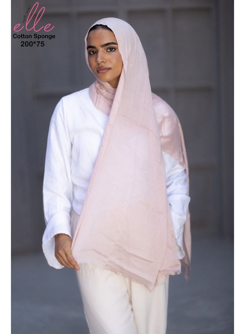 ELLE Veil Scarf Cotton Sponge Luxury Islamic Hijab Soiree for Women for Occasions and Regular Days - Size (200cmx75cm)