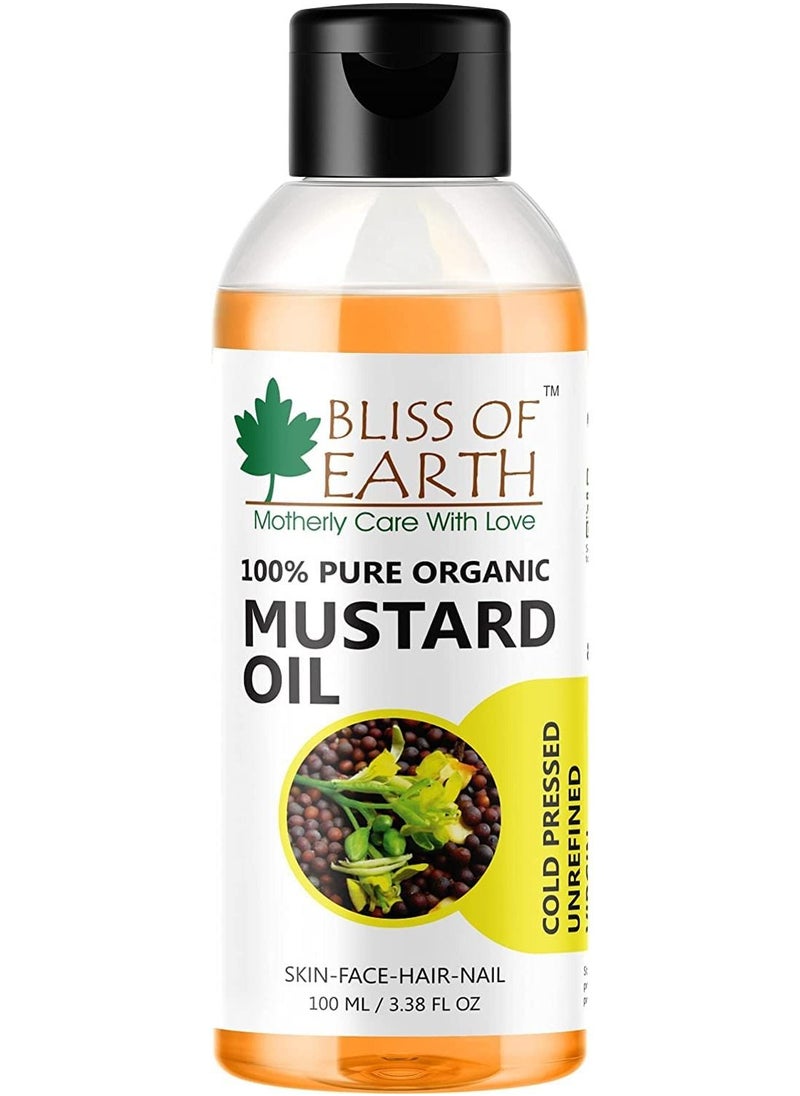 BLISS OF EARTH - Organic Mustard Oil Great For Hair Growth & Body Massage 100ML - Image 1