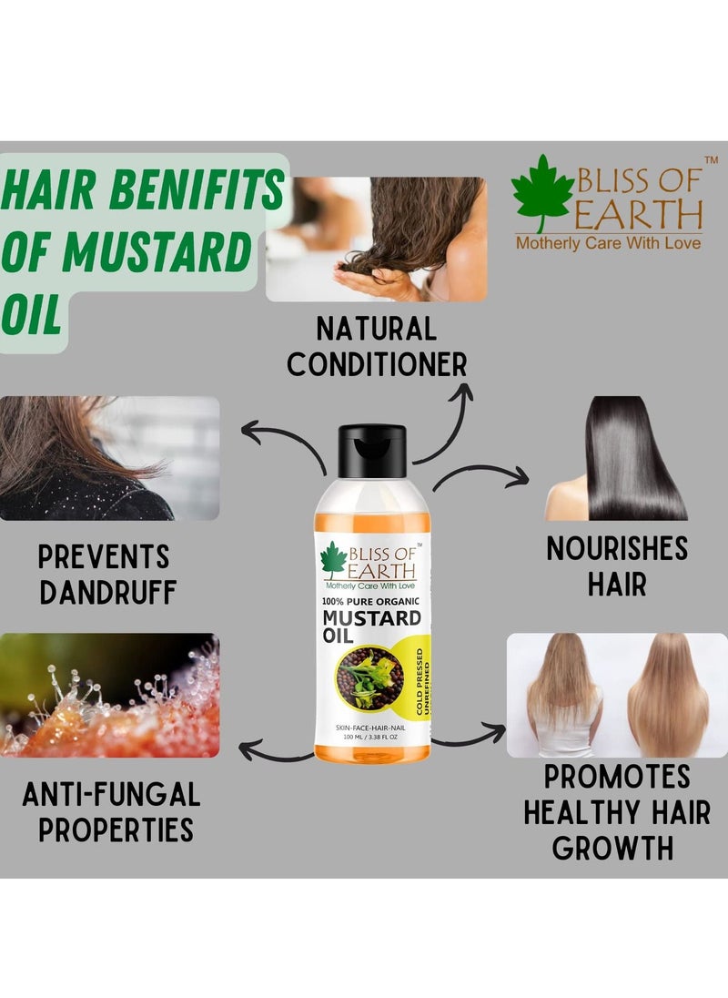 BLISS OF EARTH - Organic Mustard Oil Great For Hair Growth & Body Massage 100ML - Image 1