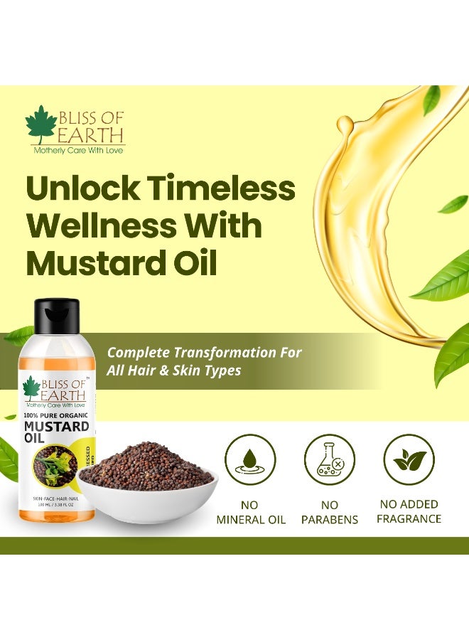 Bliss of Earth Cold Pressed Mustard Oil For Hair 100ml | 100% Pure Natural Sarson Oil for Hair, Skin & Baby Massage | Body Massage Oil | Scalp Care | Hexane Free | - Image 5