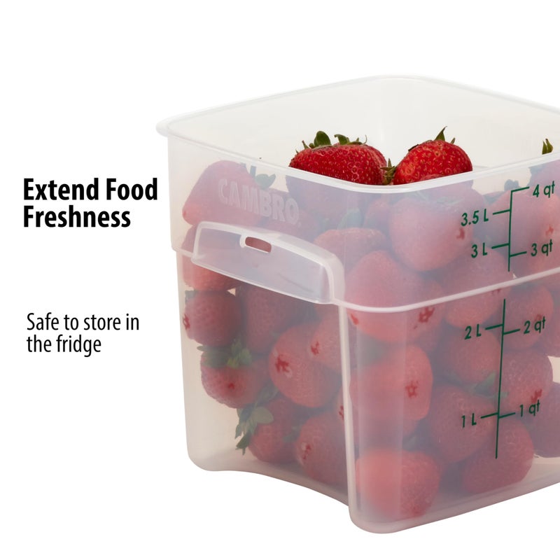 Cambro Food Storage Containers with Lids (Microwave Safe and BPA-Free) - 4 QT (Quart) Square Food Storage Container with Lid (2 Pack) - Image 2