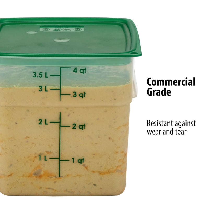 Cambro Food Storage Containers with Lids (Microwave Safe and BPA-Free) - 4 QT (Quart) Square Food Storage Container with Lid (2 Pack) - Image 4