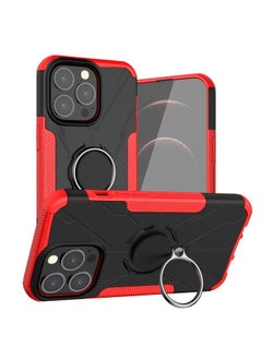 Generic Case Cover For iPhone 13 Armor Bear Shockproof PC + TPU Protective Case with Ring Holder Red 