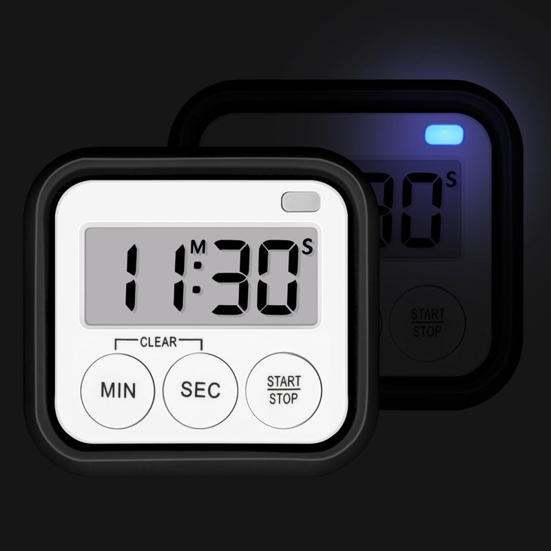 AOUVES Timer, Kitchen Timers for Cooking Classroom Timer for Kids Teachers Magnetic Digital Timers 2 Pack, Black - Image 3