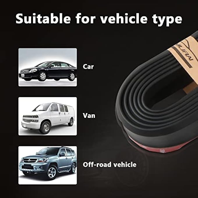 Samurai 1 PC Car Front Bumper Lip, 8.2Ft/2.5M Universal Side Skirt Front Lip Splitter Spoiler Car Front Bumper Guard Waterproof Protection (Black) - Image 4